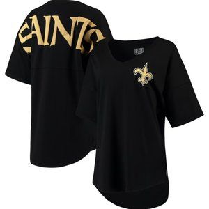 New Orleans Saints Women's Spirit Jersey Goal Line V-Neck T-Shirt XL